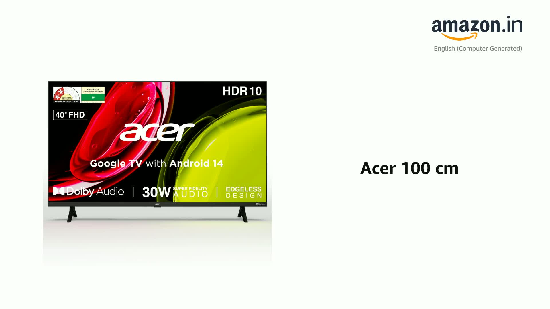 Acer 100 cm (40 inches) Ultra I Series FHD Smart LED Google TV